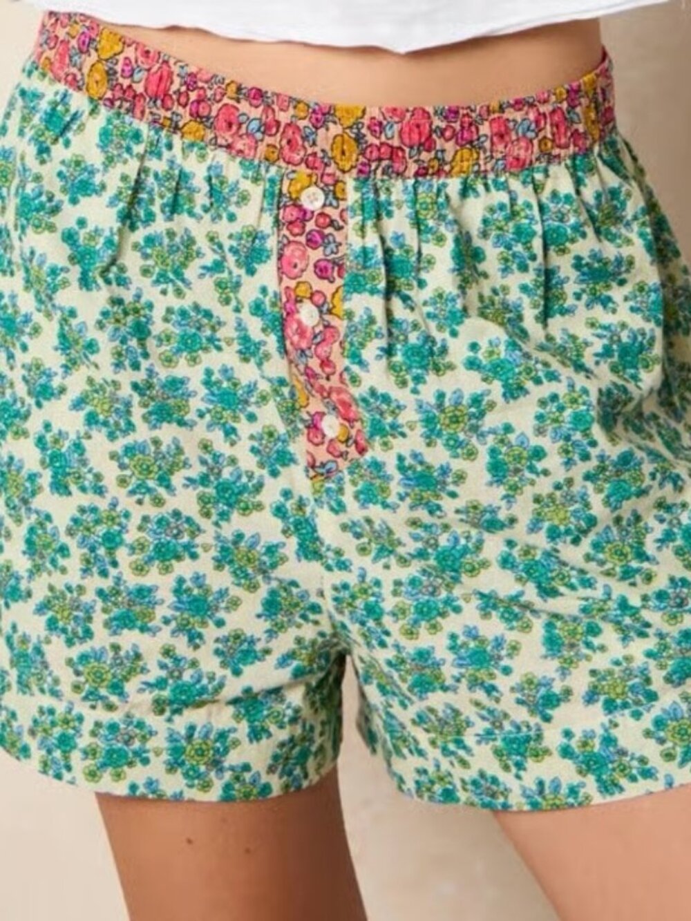 Natural Life Dream On Cotton Boxer Shorts in Teal Willow Medallion